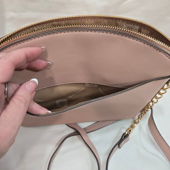 Anne Klein Crossbody Bag & Wallet Set Blush Pink Gold Chain Purse - Picture 8 of 11